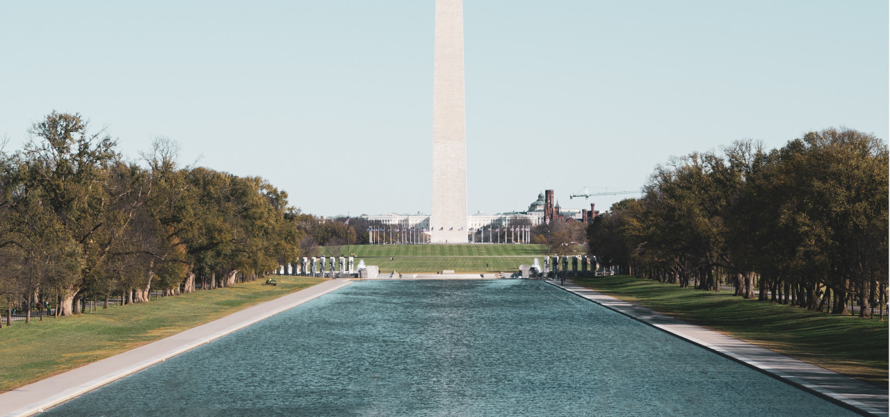 Die National Mall in Washington, D.C. mit Blick auf das Washington Monument