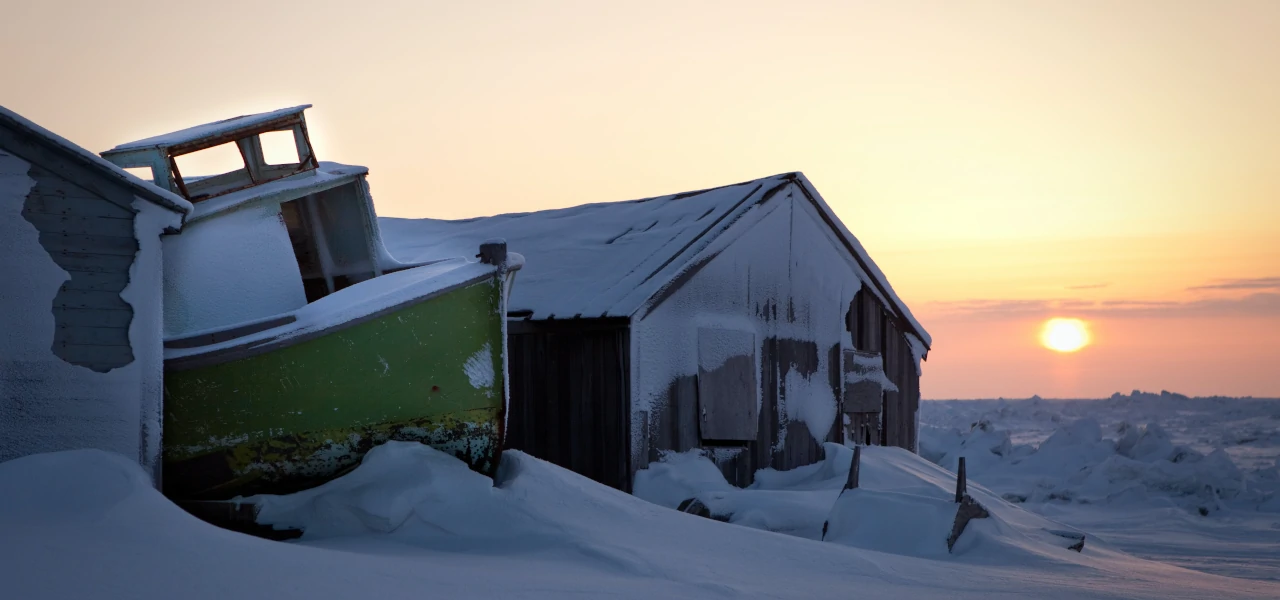 Eine verschneite Szene in der US-Gemeinde Utqiagvik in Alaska